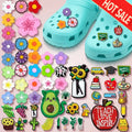 New Arrival 2D Pink Flower Letter PVC Custom Shoe Decorations Customized Rubber Anime College Shoe Charm Bulk Designer PVC Shoe