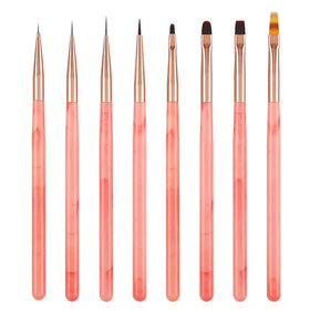 New Pink Acrylic Handle Nail Acrylic Liquid Powder Brush Set Drawing Flower Pen Manicure Tools with Durable Nylon Material