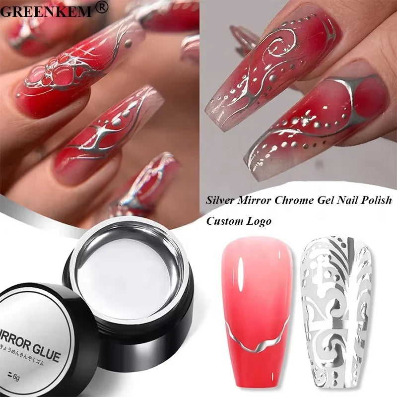 6ml New Metal Silver Nail Painting Gel Popular Silver Mirror Chrome Metallic Nail Paint Metallic Gel Nail Polish