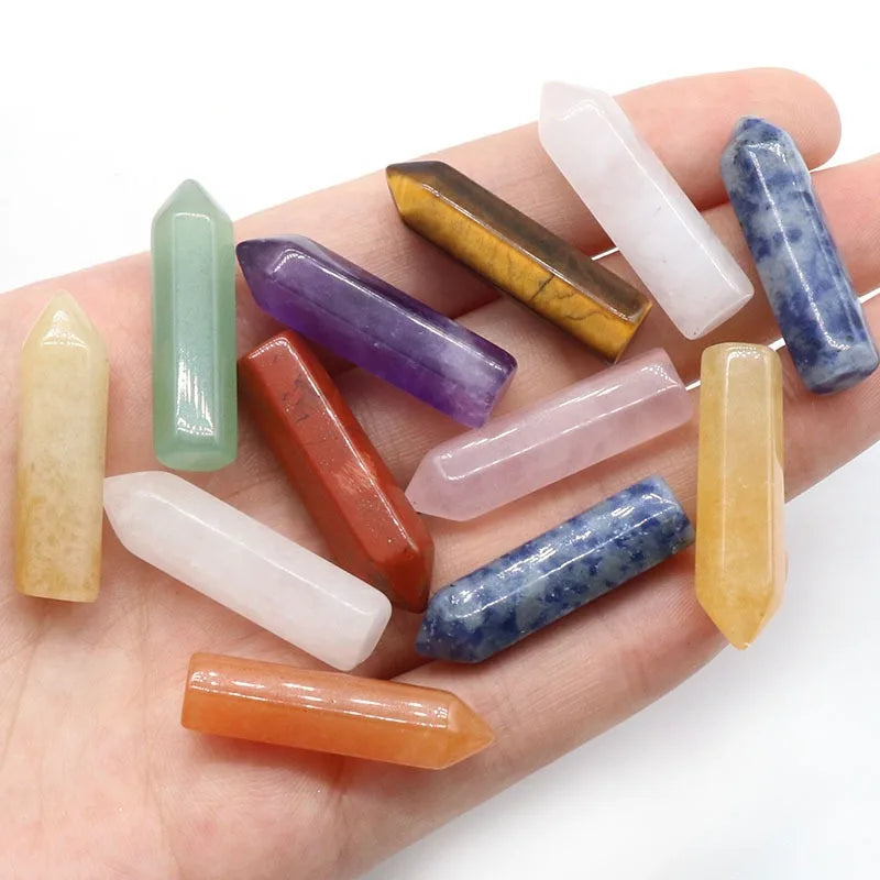 Wholesale Spiritual Fengshui 8x30mm Hexagonal Column Gemstone Single Pointed Hexagon Column Without Holes for DIY Jewelry Making