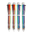 JH Click Action Gift Promotional 6 Colors Pen Transparent Barrel 6 in 1 Multicolor Plastic Ball Pen