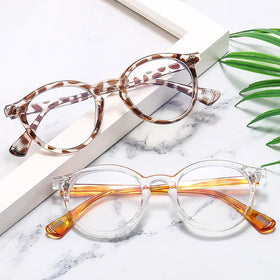 2024 New Retro Style Round Fashion Eyewear Transparent PC Frame Computer Anti-Blue Light Sunglasses Colored Blue Light Filter