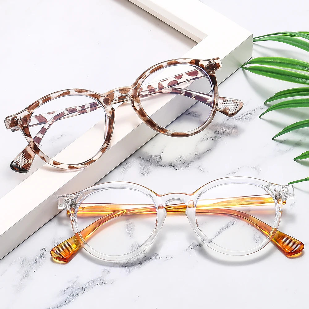 2024 New Retro Style Round Fashion Eyewear Transparent PC Frame Computer Anti-Blue Light Sunglasses Colored Blue Light Filter