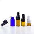 In Stock Mini 1ml 2ml 3ml  Amber clear Blue Glass Dropper Bottle  With Black/white Dropper for Essential Oil