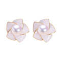 2024 Natural Freshwater Pearl Stud Earrings 18K Gold-Plated Windmill Design S925 Silver Needles Female Jewelry