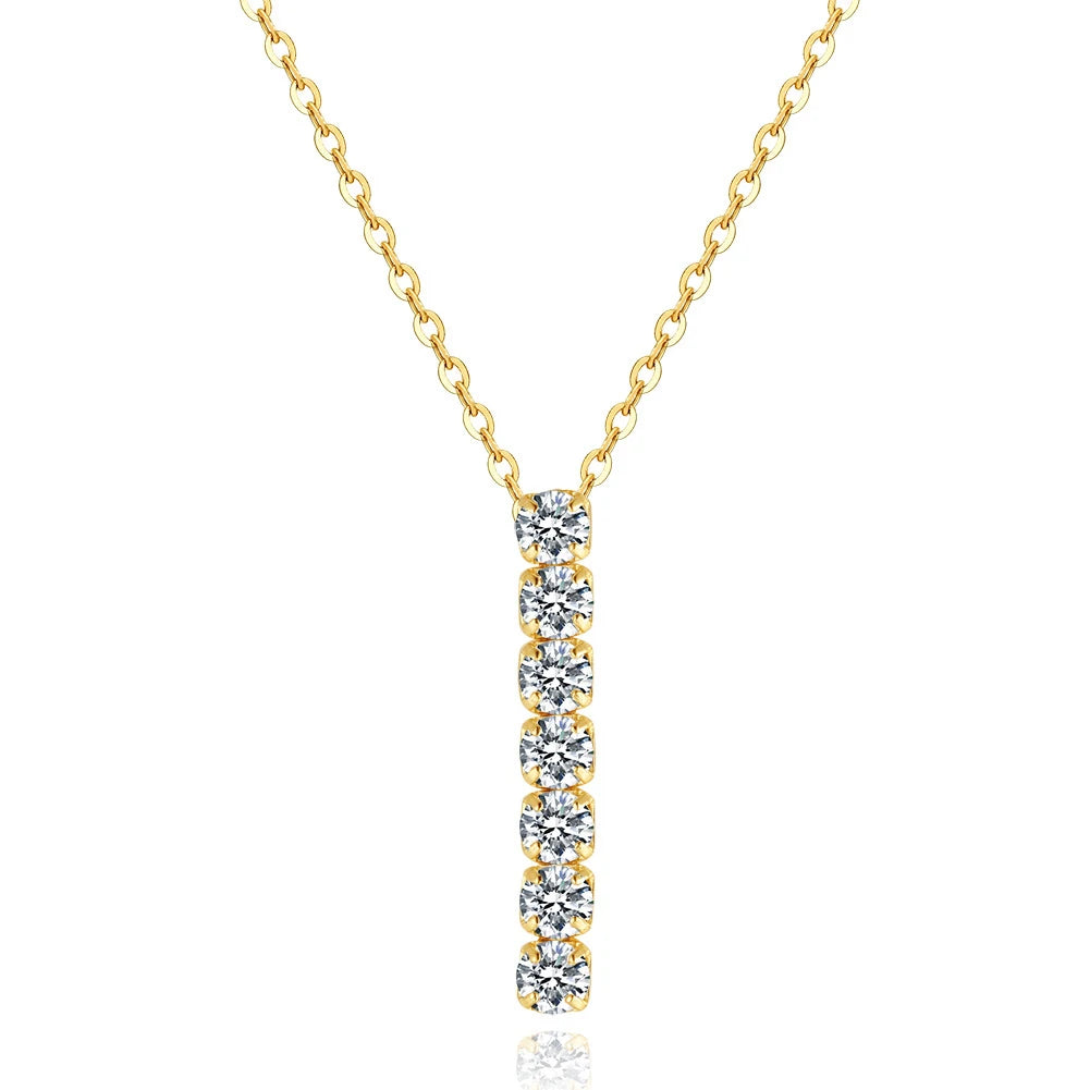 Women Minimalist Jewelry 925 Silver Simple Gold Plated Drop Y Necklace Cubic Zirconia Long Pendant Necklace for Women