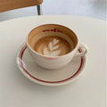 Solhui Red Letter Line Coffee Cups and Saucers Tea Mug Set