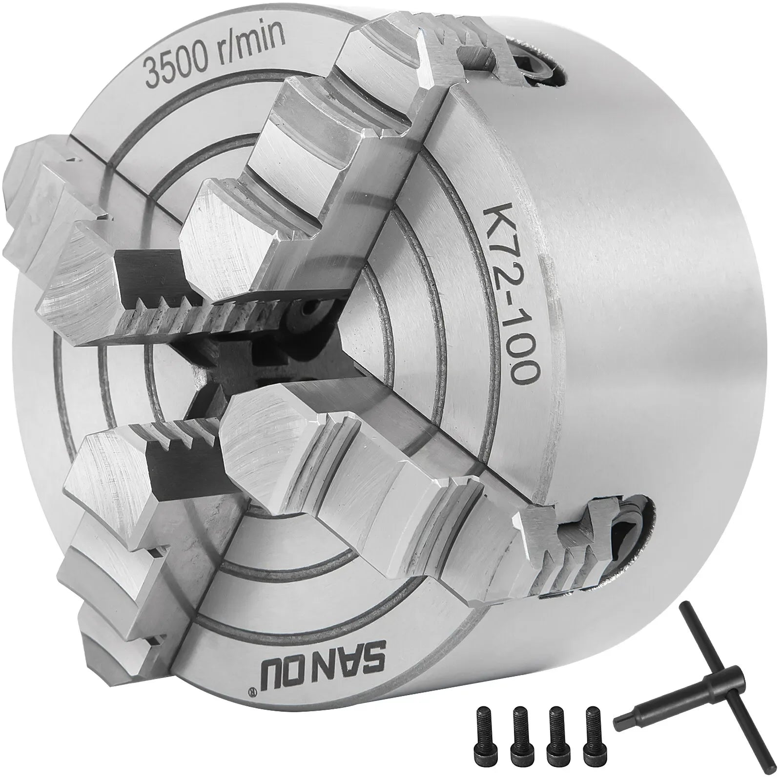 K72-100 4" Reversible Jaw Independent Chuck Lathe Chuck Scroll Lathe Machine Tools Wood Turning Cast Iron