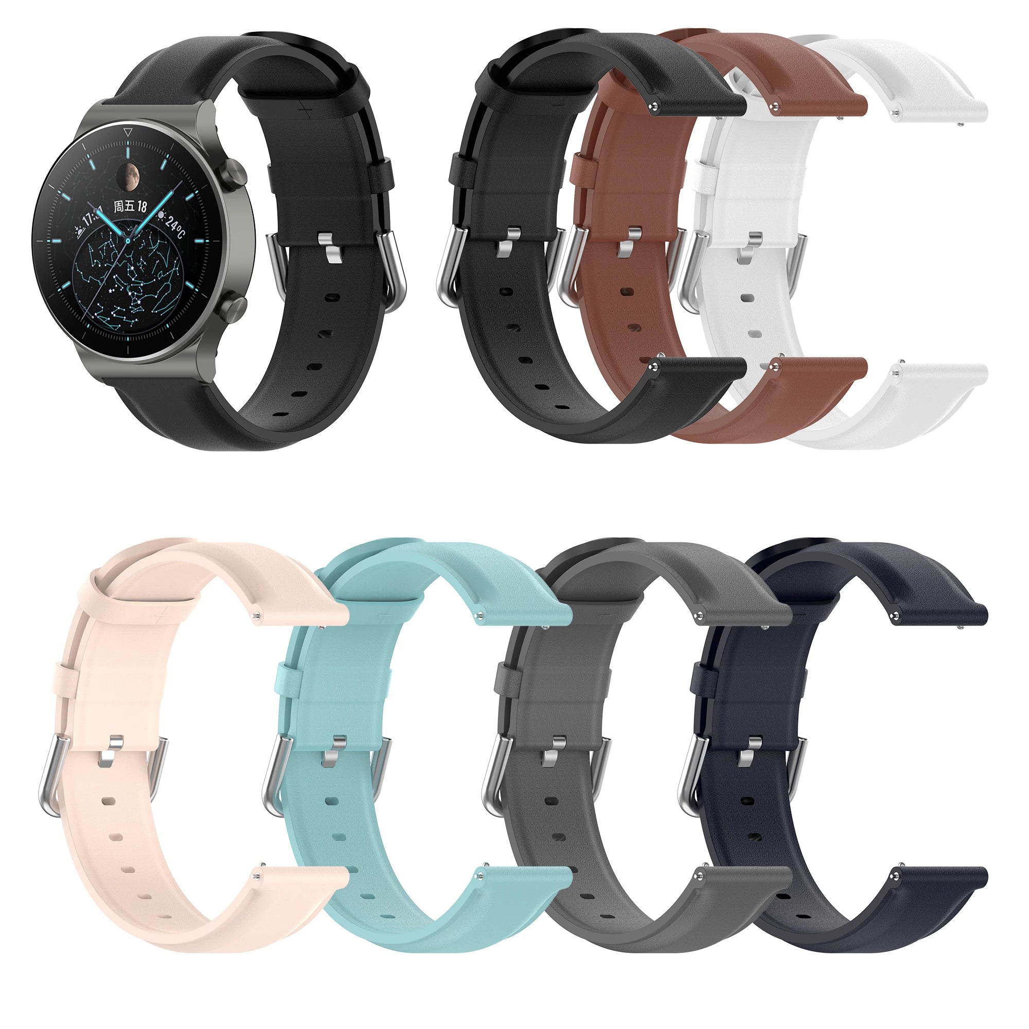 YHQ YA01 Leather Watch Straps for Watch 4/3 GT3/2 Pro & for GTR 4/47MM for for Watch 3/4/5/6
