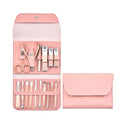 Rose Gold Stainless Steel Professional Mini Manicure & Pedicure Set with 16-in-1 Nail Clippers and PU Leather Case (M004)