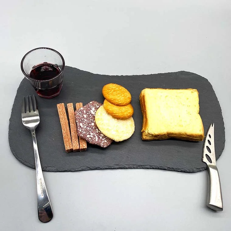 Japan Korea Irregular Slate Plate Fruit Snacks Creative Waist Shape Stone Steak Sushi Plate and Dishes
