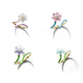 Adjustable Fine Jewelry Ring Irregular Enamel Ring Colorful Zircon Flower Rings for Women