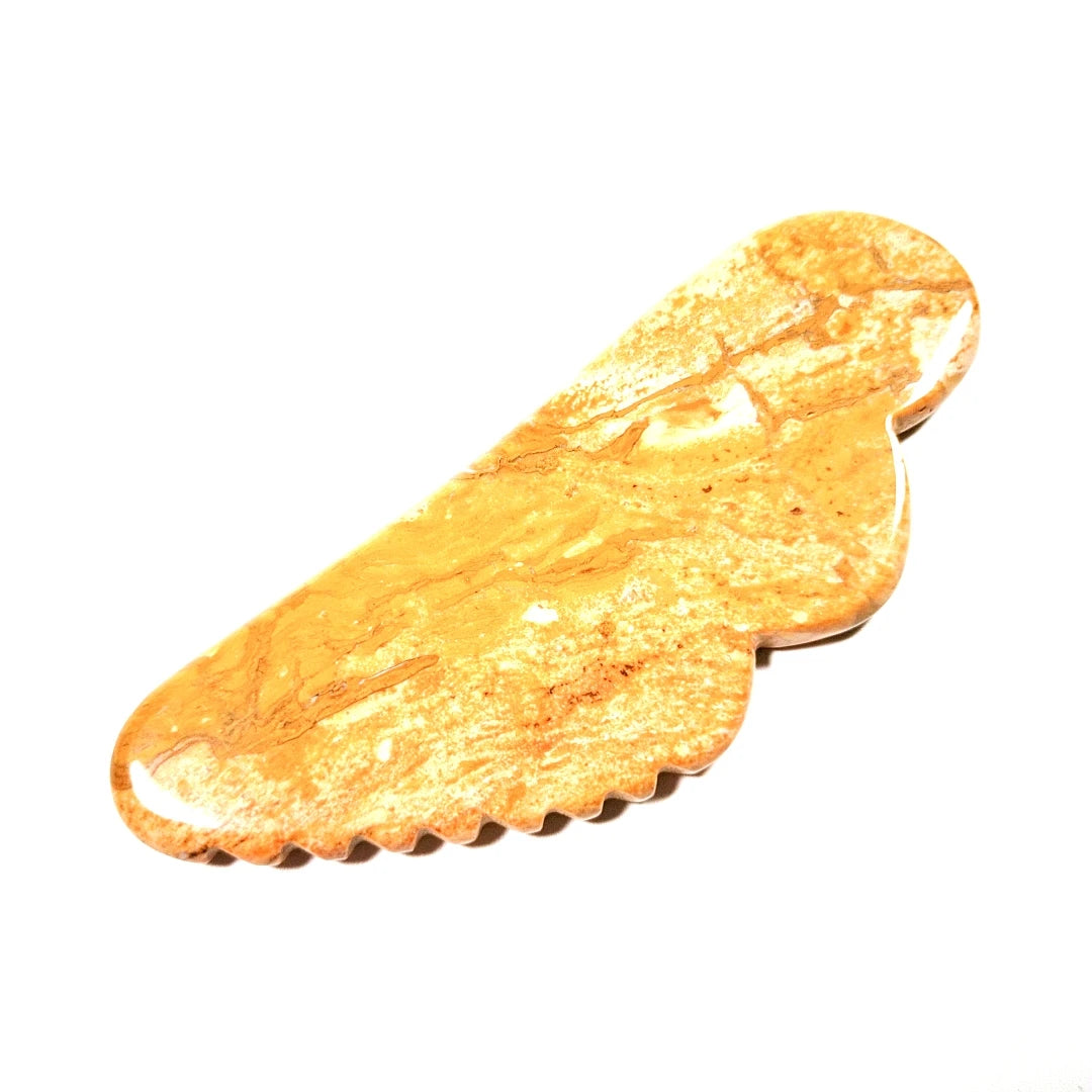 HY Genuine jagged mookaite jasper guasha board new wing shape jagged guastone for body massage
