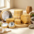 Wholesale Eco Empty 10g 20g 30g 50g 60g 80g 100g 120g Nature Bamboo Covered Metal Candle Jars Cosmetic Wax Containers Jar