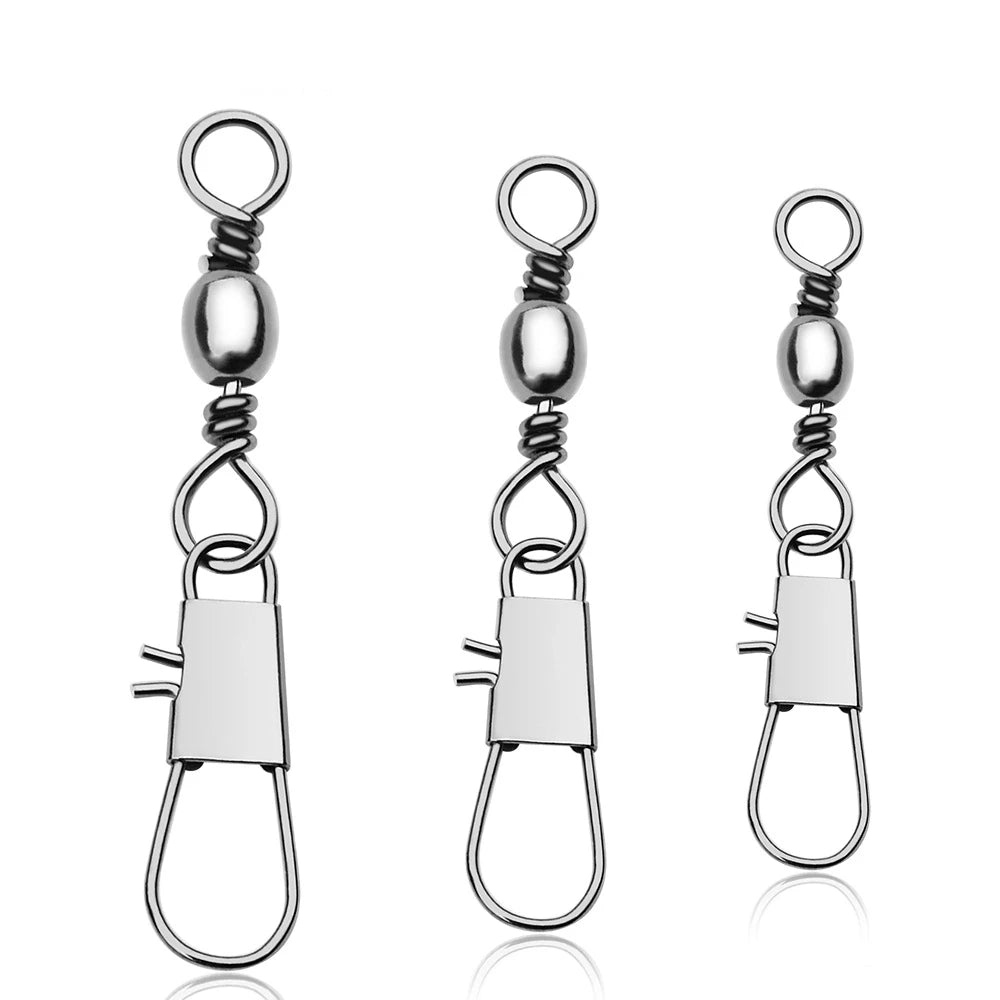 OEM Brass Durable Fishing Rolling Barrel Swivels Safety Snap Connectors Swivel Snaps Accessory Kit for Saltwater Freshwater