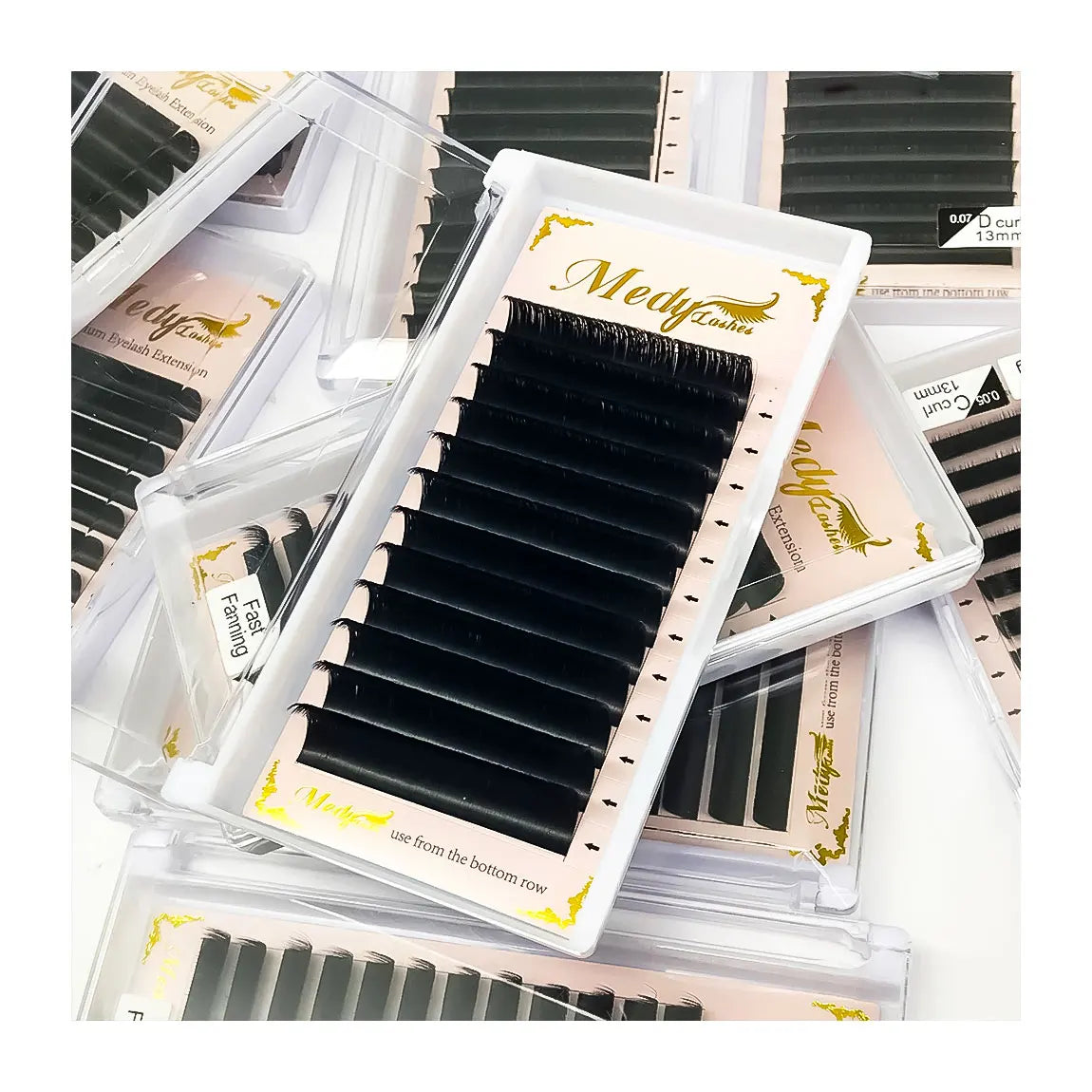 Wholesale Classic Eye Lash Extension Vendor J B C CC D DD L Curl Matte Black Eyelash Extensions With Custom Logo