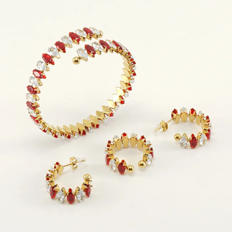 Wholesale 18K Gold Plated Stainless Steel Zircon Fashion Bracelet Gleaming Adjustable Luxury Womens Jewelry