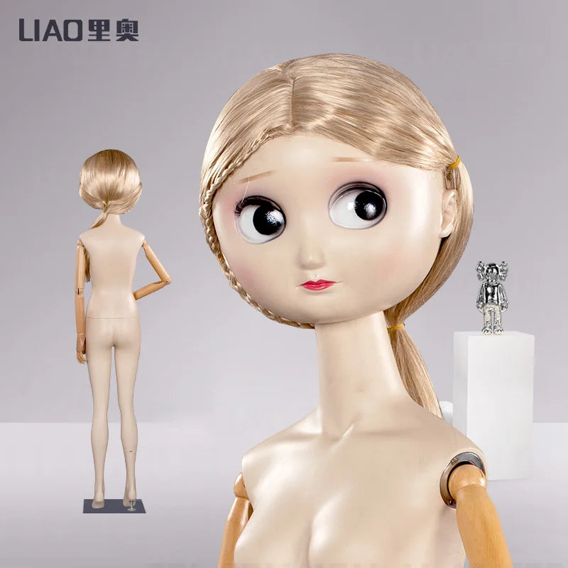 2026 New Full-Body Fiberglass Girl Doll Mannequin Big Head Big Eyes Cute Girls' Clothing Display Stand Fashion Display