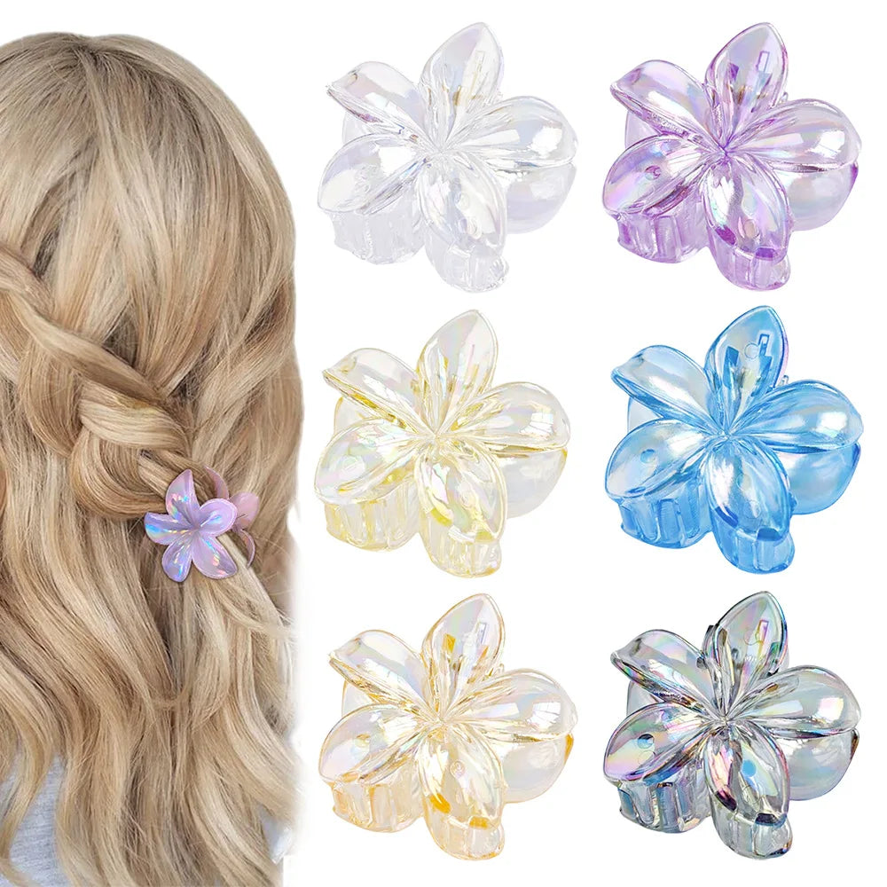 4cm Laser Egg Flower Hair Claw Clip Colorful Floral Hair Accessory for Women Hot-Selling Flower Hair Clips