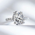 Messi Fine Jewelry Rings 18K White Gold Oval Shape Cut Lab Diamond Engagement Ring