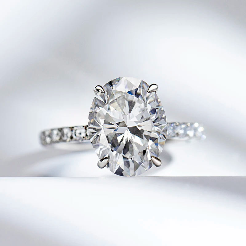 Messi Fine Jewelry Rings 18K White Gold Oval Shape Cut Lab Diamond Engagement Ring