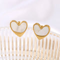 Daily 18k Gold Plated Stainless Steel White Shell Irregular Heart Shaped Stud Earrings for Women