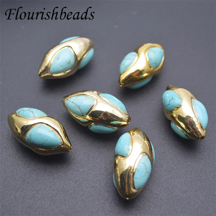 Wholesale Gold Plated Big Size Oval Shape Synthetic Turquoise Stone Beads for DIY Jewelry Necklace Bracelet Making
