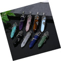 DAIHE Vintage Single-pointed Hexagon Crystal Healing Rose Jewelry Necklace Stone Bullet Shape Pendant Necklace