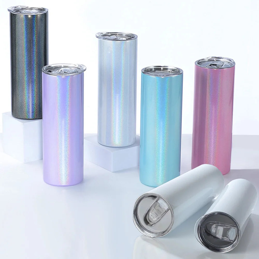 20oz Coffee Straight Stainless Steel Vacuum Tumbler with Lid Double Wall Straight Insulated Coffee Mug with Rainbow Painting