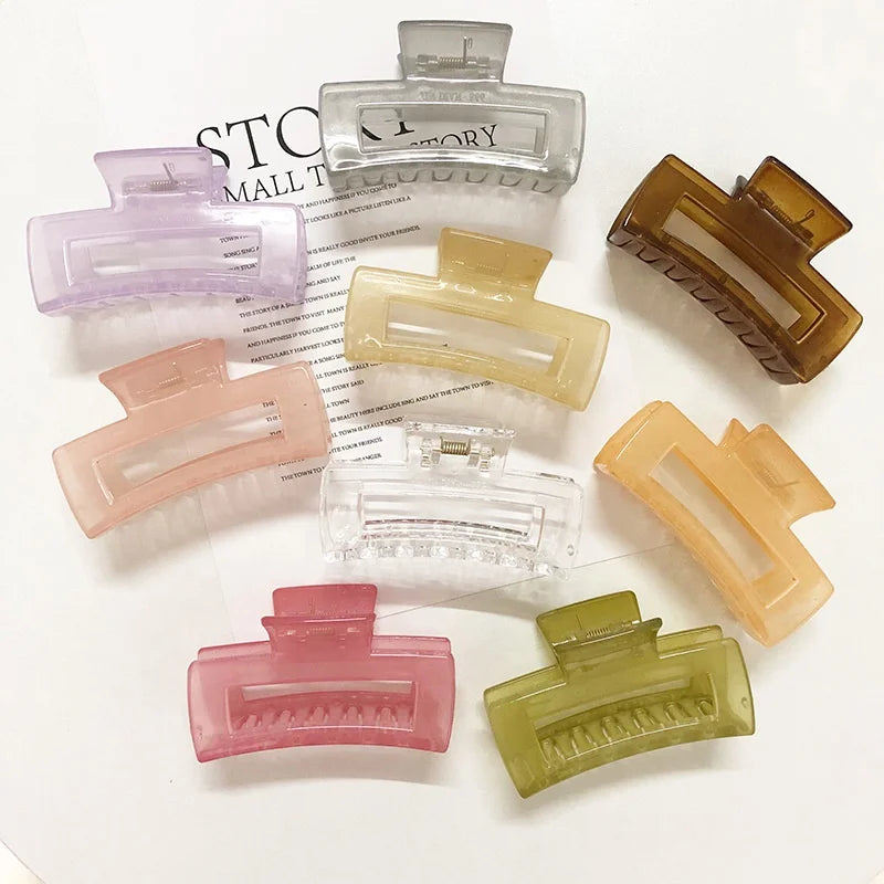 MIO Summer Fancy Rectangle Transparent Hair Claw Clip 8cm Length Custom Design Eco Friendly Hair Claw for Women Girls
