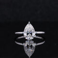 Starsgem D VVS 6.5*9.5mm Pear Crushed Ice Cut Moissanite in 14k Gold Ring