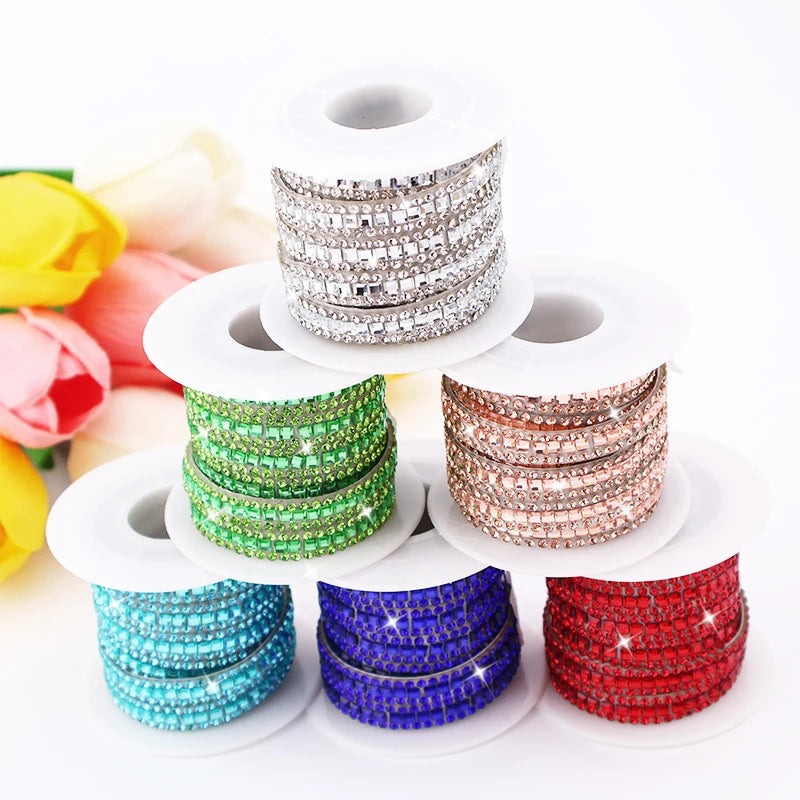 Self-Adhesive Crystal Tape Trim DIY Iron-on Strass Ribbon Strip for Clothes Shoes Cars Beauty Decorations Accessories Loose