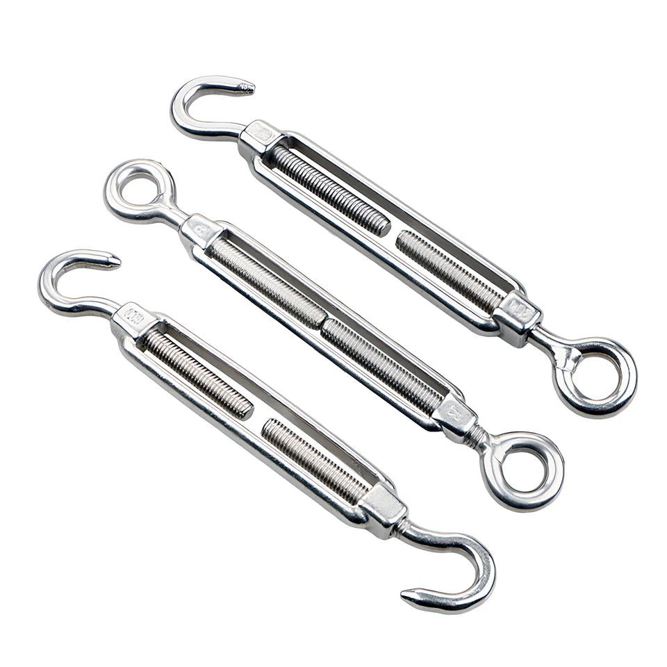 304 Multi Size Outdoor Turnbuckle Rigging Wire Rope Tensioner Stainless Steel Open Body Hook and Eye Swivel Turnbuckle