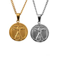 Vintage Vitruvian Man Pendant Necklace Christian Jewelry Jesus Pendant Stainless Steel Silver Gold Religious Necklace London Hot