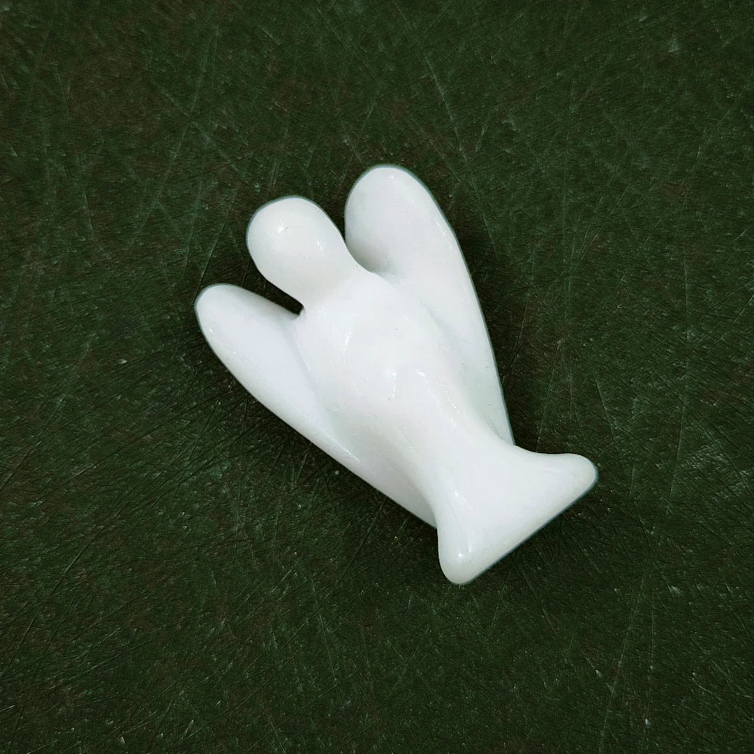 Huiying Hot Wholesale White Jade Carving Small 2 Inch Angels Statue Carved Stone Statue Crafts