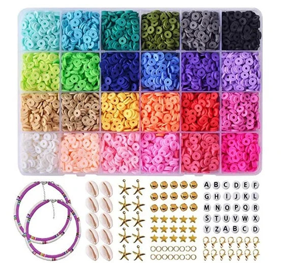 Zenper 6mm Premium Rondelle Heishi Polymer Clay Bead Set Rainbow Flat Spacer Beads Jewelry Making Necklace Earring DIY Craft