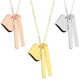 3PCS Blank Stainless Steel Bar Pendant Necklace Silver / Gold / Rose Gold Bar Necklace with Custom Laser logo