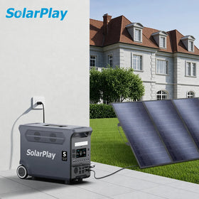 SolarPlay Q3600 Portable Power Station 3600W 3840Wh with 400W Foldable Solar Panel Complete Solar Generator Kit for Camping