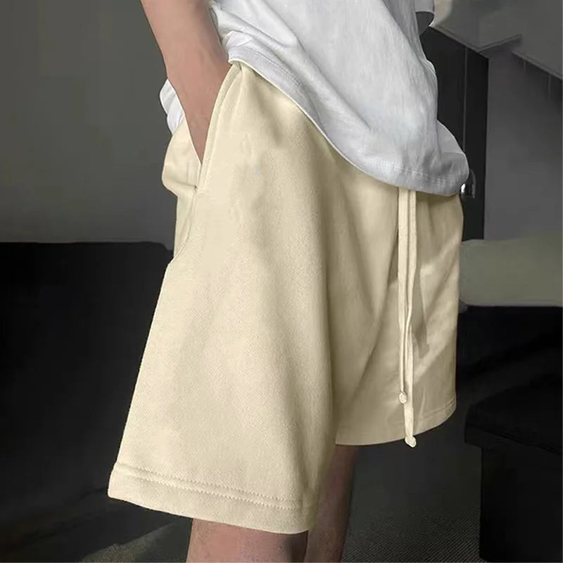 High Street Men's Sports Shorts Knee Length GYM Shorts for Men Casual French Terry Fleece Men Shorts