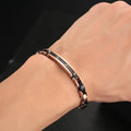 Alibaba Verified Supplier Adjustable Wooden Bracelet IP Rose Gold and Black 316 Stainless Steel Men's Jewelry Bracelet