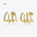 FUAMAY 2022 Minimalist Design Silver Jewelry Sterling Gold Filled Claw Earrings Micro Pave Earrings Studs
