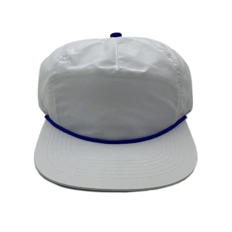 Custom 5 Panel Hip Hop Snapback Hat Blank Rope Quick Drying Sun Rain Protection Baseball Cap