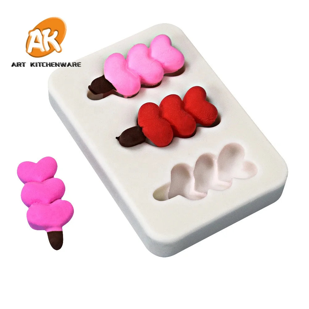 AK Silicone Rubber for Fondant Molds Moldes De Silico Fondant O Porcelana Fria Chocolate Heart Silicon Molds for Fondant