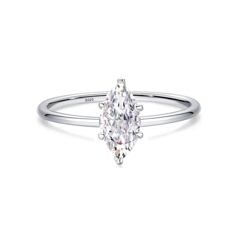 Fine Jewelry Eternity Finger Ring Cubic Zirconia 925 Sterling Silver Minimalist Engagement Rings for Women Jewellery