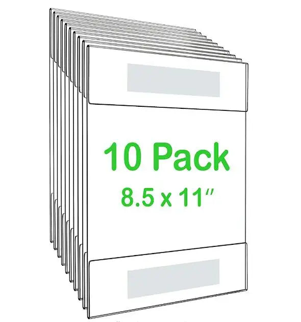 Manufacturer Factory Supplier 8.5 X 11" (10 Pack)  Acrylic Wall Mount Sign Holder with Adhesive Tape Clear Display Wall Frame