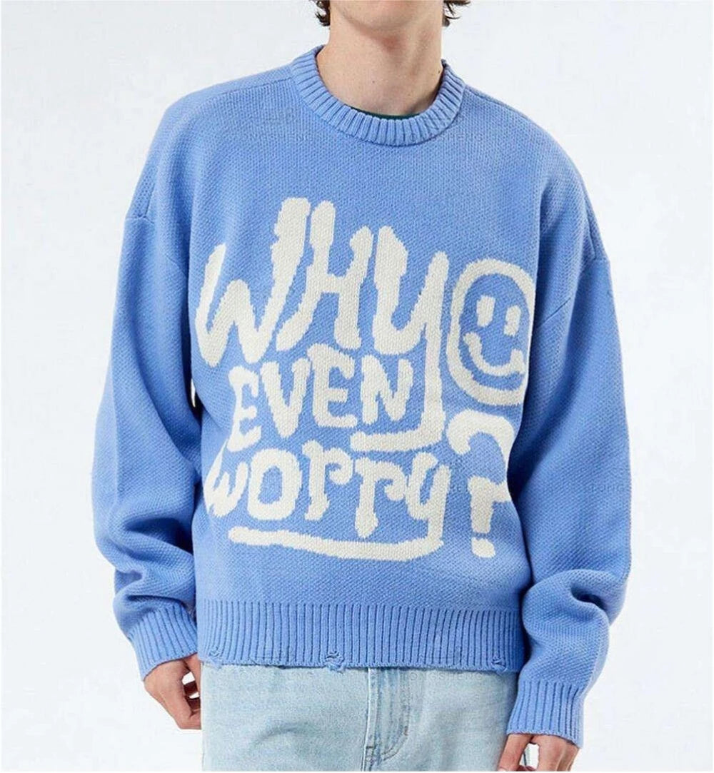 2026 Odm & Oem Supplier Custom Design Distressed Knit Intarsia Pullover Jumper Ribbed Knit Jacquard Letter Sweater for Men