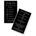 Custom Simple Design White Black Jewelry Care Instruction Card Printed Jewelry Cleaning and Care Cards