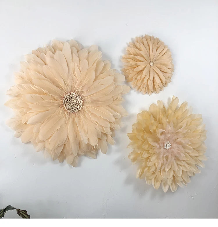 Brown Wholesale Modern Nordic Boho African Wall Art Feather Juju Hat Wall Decor for Sale Home Decor Christmas Living Room