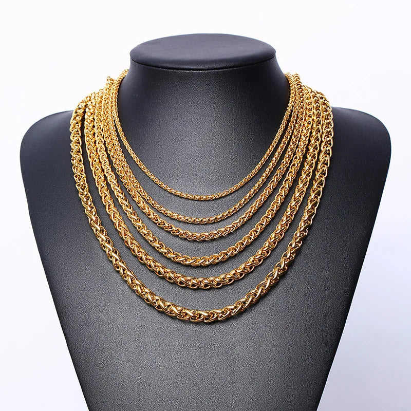 Fashion Jewelry 18K Gold Plated Tarnish Free Water Resistant Stainless Steel Statement Hiphop Chain Necklace for Men and Women