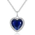 Ladies Big Size Zircon Diamond Necklace Heart Pendant  Ocean Blue and Red Heart Necklace